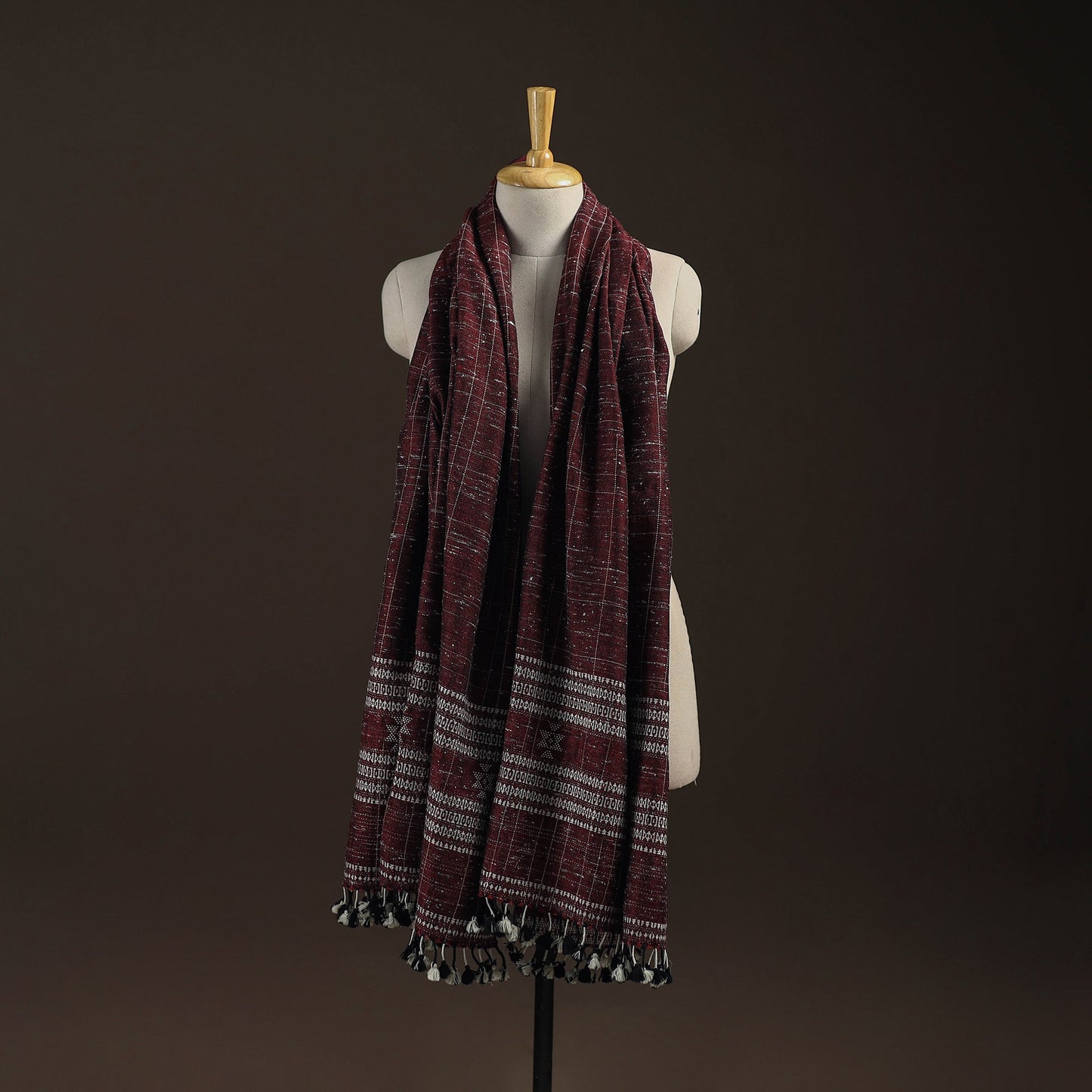 Kutch bhujodi handwoven merino wool shawl 159 - handcrafted