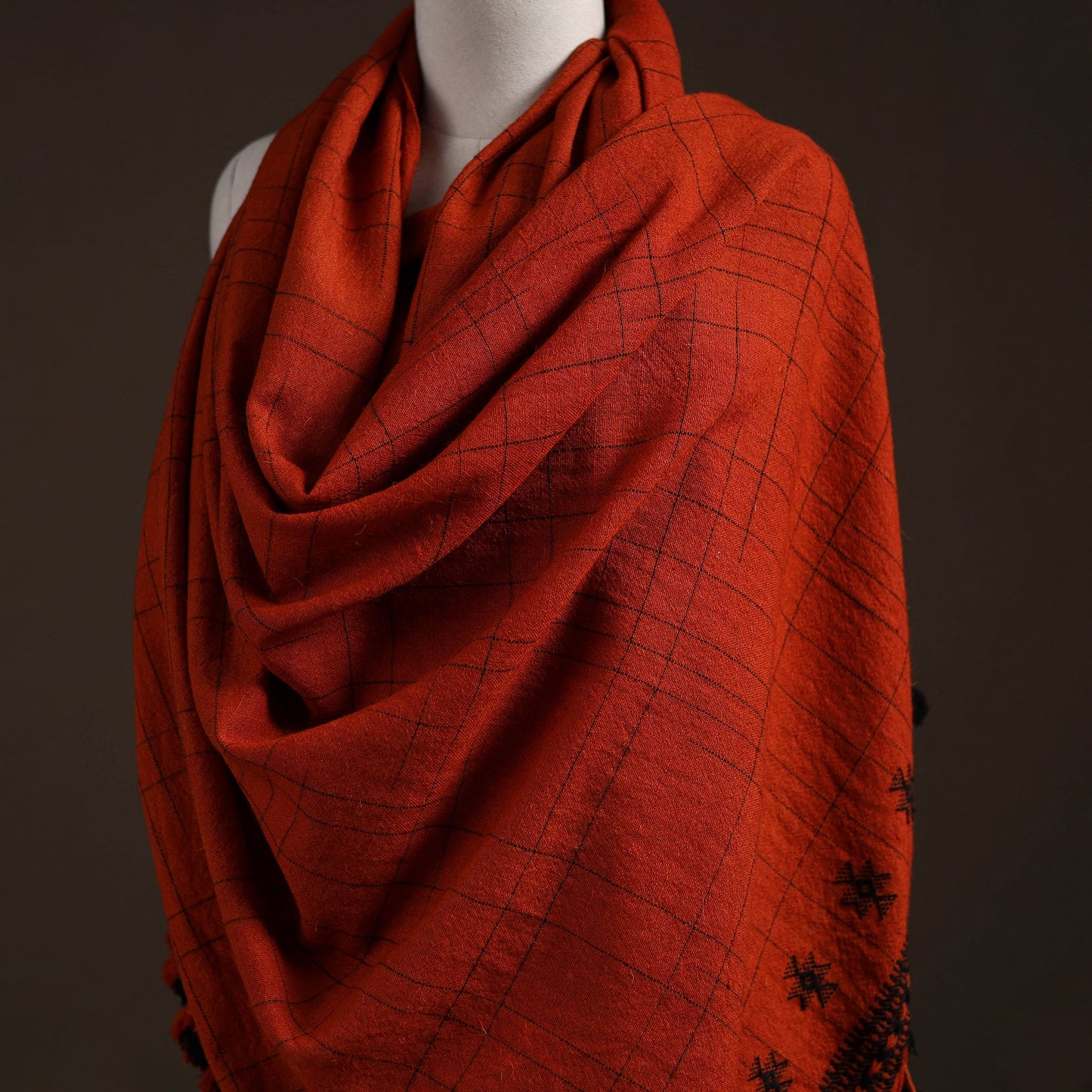 Kutch bhujodi handwoven merino wool shawl 21 - handcrafted