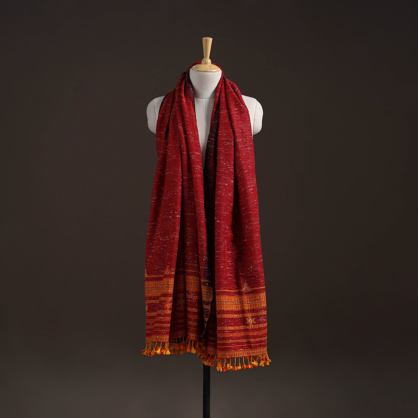 Kutch bhujodi handwoven merino wool shawl 45 - handcrafted
