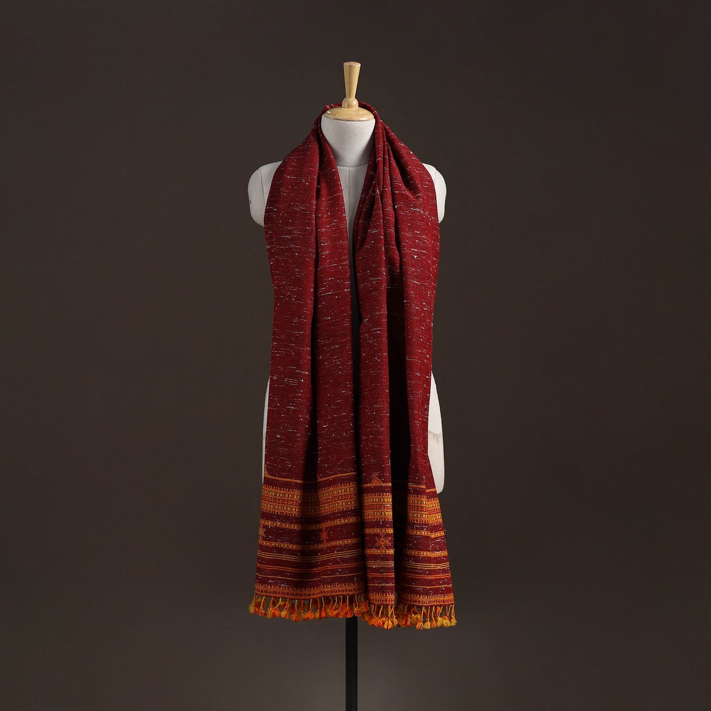 Kutch bhujodi handwoven merino wool shawl 46 - handcrafted