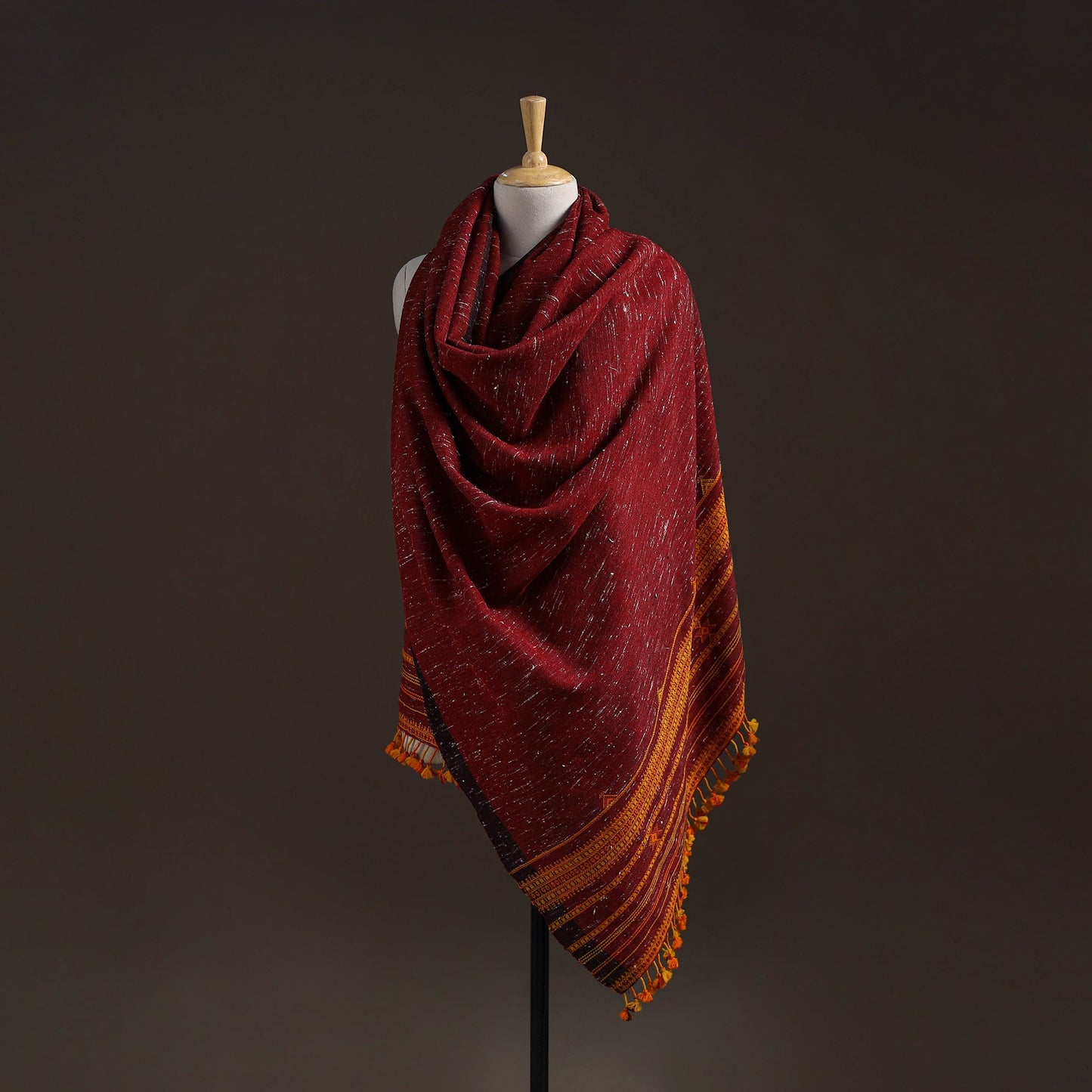 Kutch bhujodi handwoven merino wool shawl 46 - handcrafted