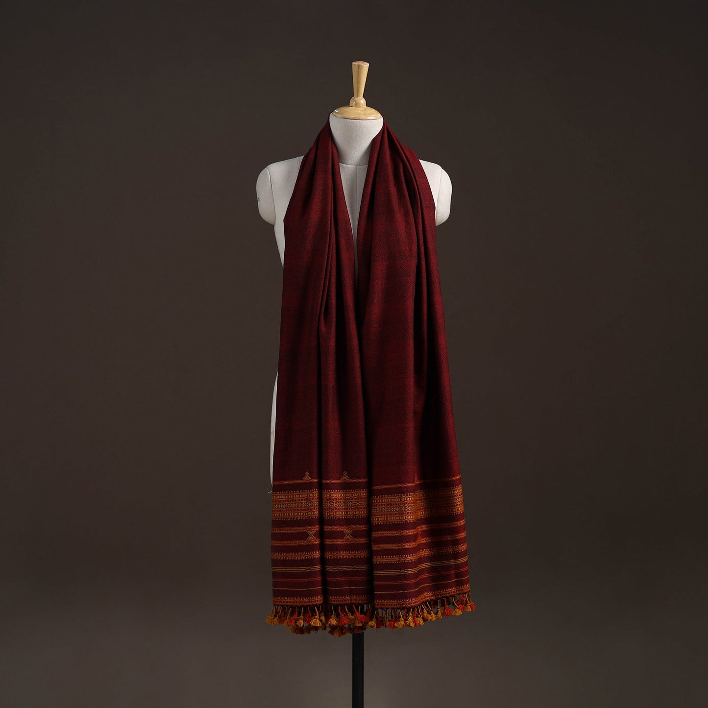 Kutch bhujodi handwoven merino wool shawl 55 - handcrafted