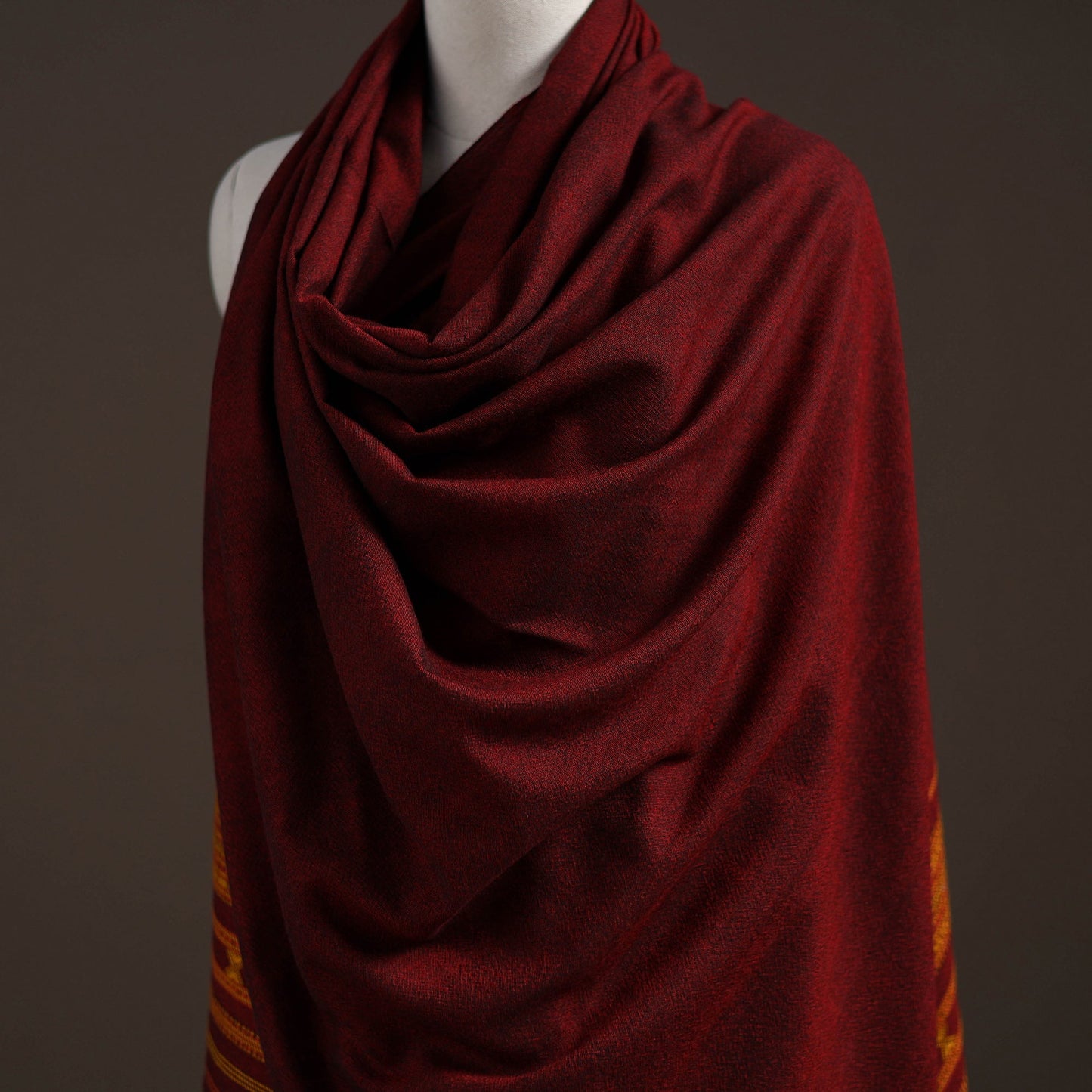 Kutch bhujodi handwoven merino wool shawl 55 - handcrafted