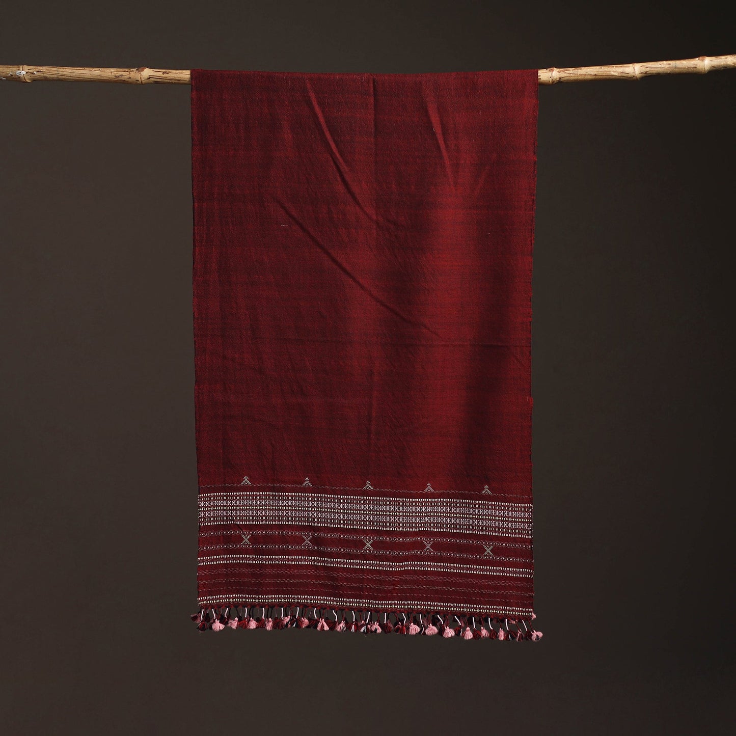Kutch bhujodi handwoven merino wool stole 184 - handcrafted