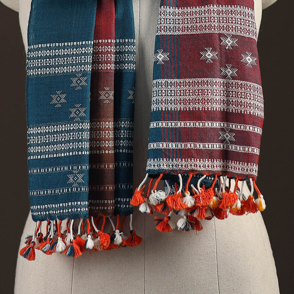 Kutch bhujodi handwoven merino wool stole 198 - handcrafted