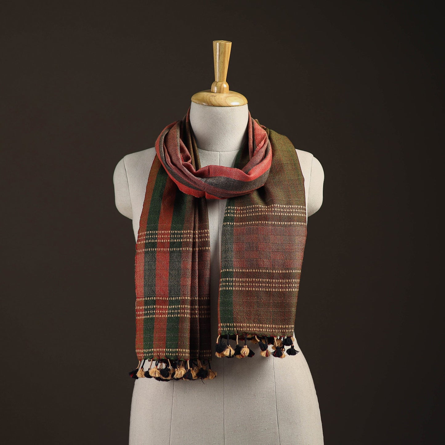 Kutch bhujodi handwoven merino wool stole 205 - handcrafted