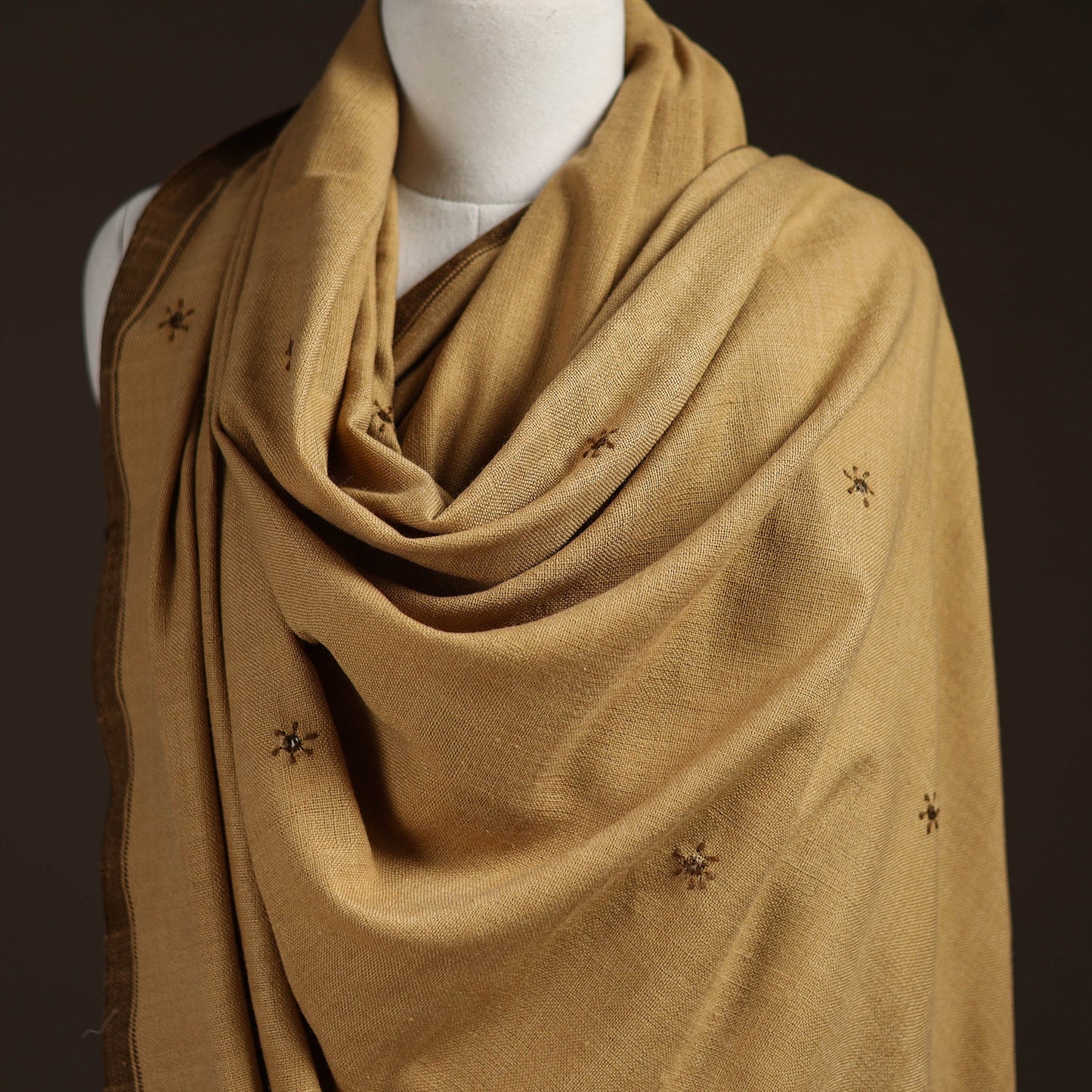 Kutch bhujodi handwoven mirror work acrylic wool shawl 22