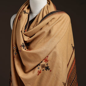 Kutch bhujodi handwoven mirror work acrylic wool shawl 29