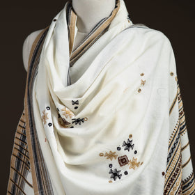 Kutch bhujodi handwoven mirror work acrylic wool shawl 30