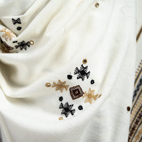 Kutch bhujodi handwoven mirror work acrylic wool shawl 30