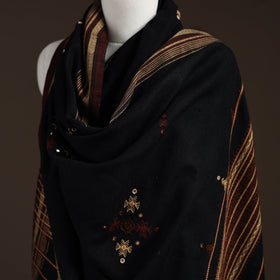 Kutch bhujodi handwoven mirror work acrylic wool shawl 31