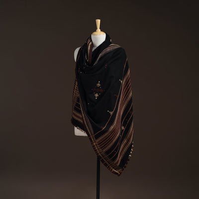 Kutch bhujodi handwoven mirror work acrylic wool shawl 31