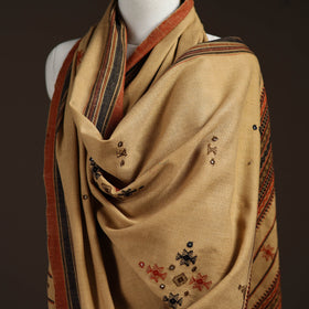 Kutch bhujodi handwoven mirror work acrylic wool shawl 32