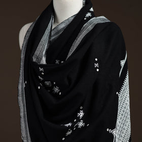 Kutch bhujodi handwoven mirror work acrylic wool shawl 33