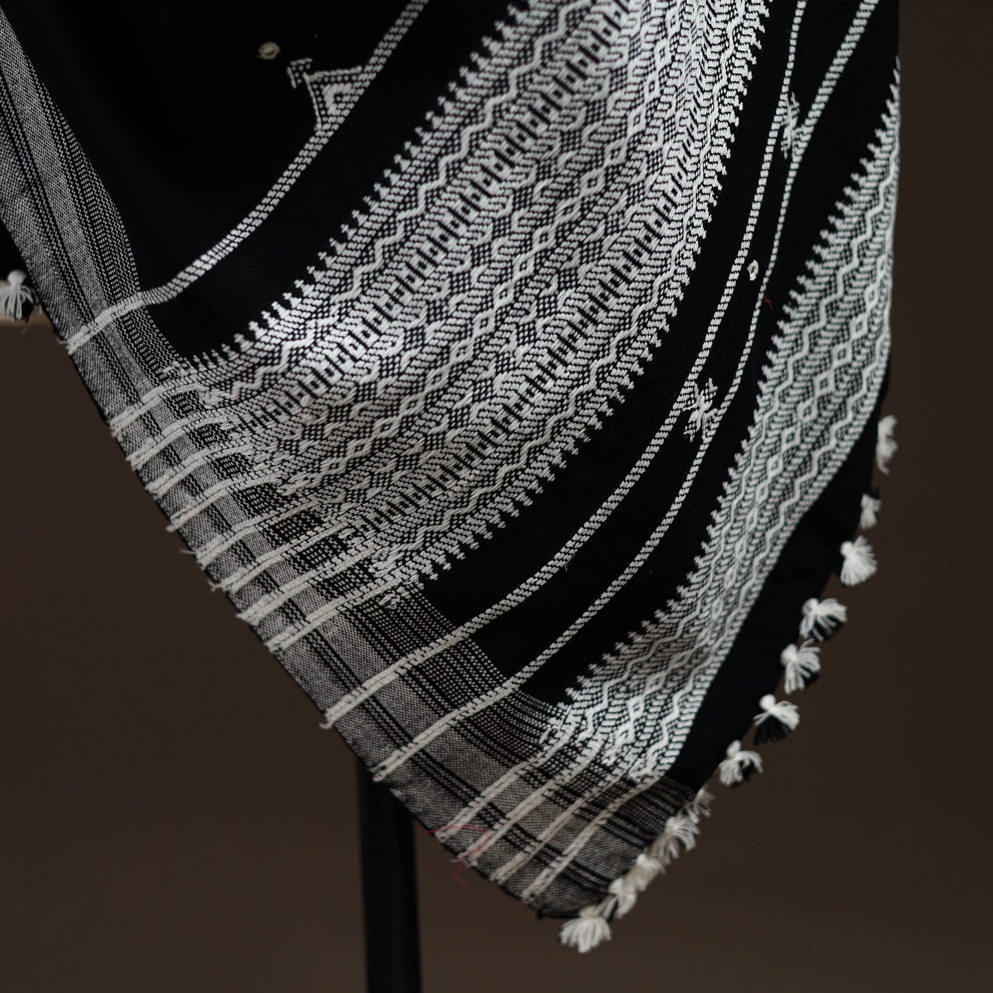 Kutch bhujodi handwoven mirror work acrylic wool shawl 33