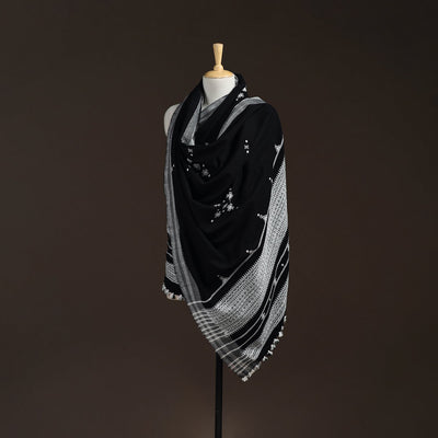 Kutch bhujodi handwoven mirror work acrylic wool shawl 33