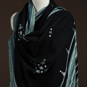 Kutch bhujodi handwoven mirror work acrylic wool shawl 34