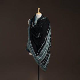 Kutch bhujodi handwoven mirror work acrylic wool shawl 34