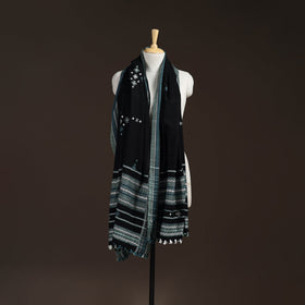 Kutch bhujodi handwoven mirror work acrylic wool shawl 34