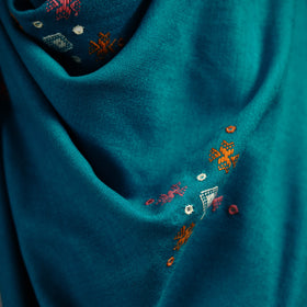 Kutch bhujodi handwoven mirror work acrylic wool shawl 39