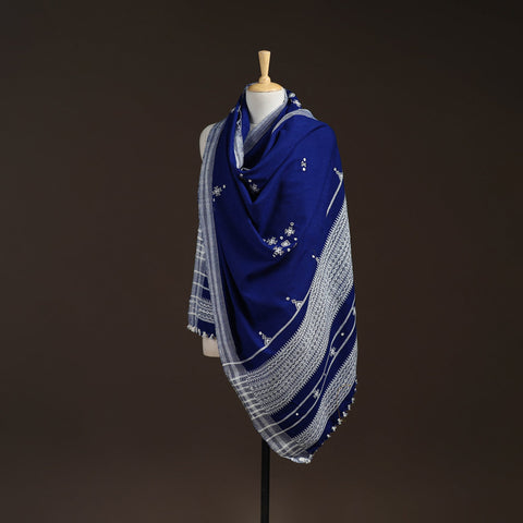 Kutch bhujodi handwoven mirror work acrylic wool shawl 41