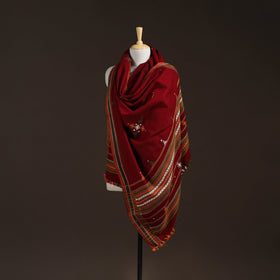 Kutch bhujodi handwoven mirror work acrylic wool shawl 43