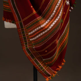 Kutch bhujodi handwoven mirror work acrylic wool shawl 43