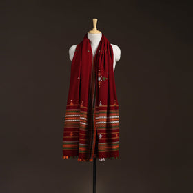 Kutch bhujodi handwoven mirror work acrylic wool shawl 43