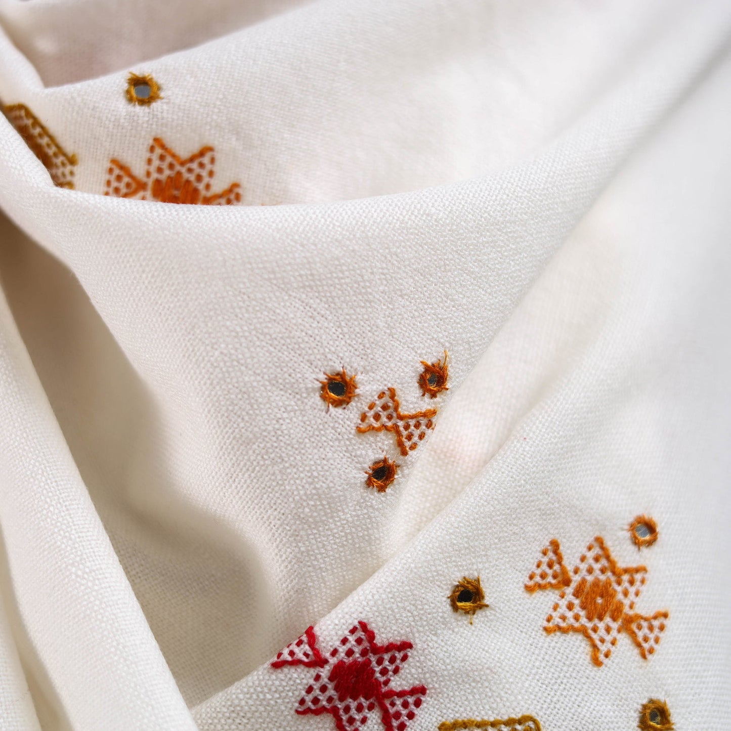 Kutch bhujodi handwoven mirror work acrylic wool shawl 46