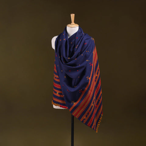 Kutch bhujodi handwoven mirror work acrylic wool shawl 97