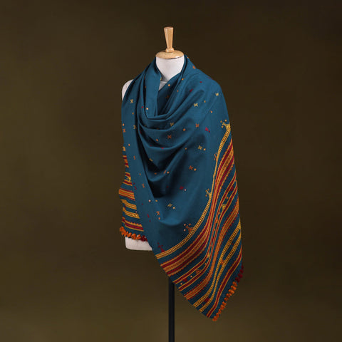 Kutch bhujodi handwoven mirror work acrylic wool shawl 98