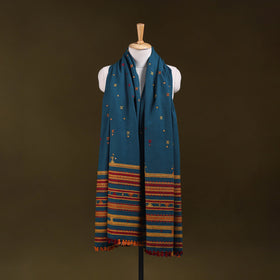 Kutch bhujodi handwoven mirror work acrylic wool shawl 98