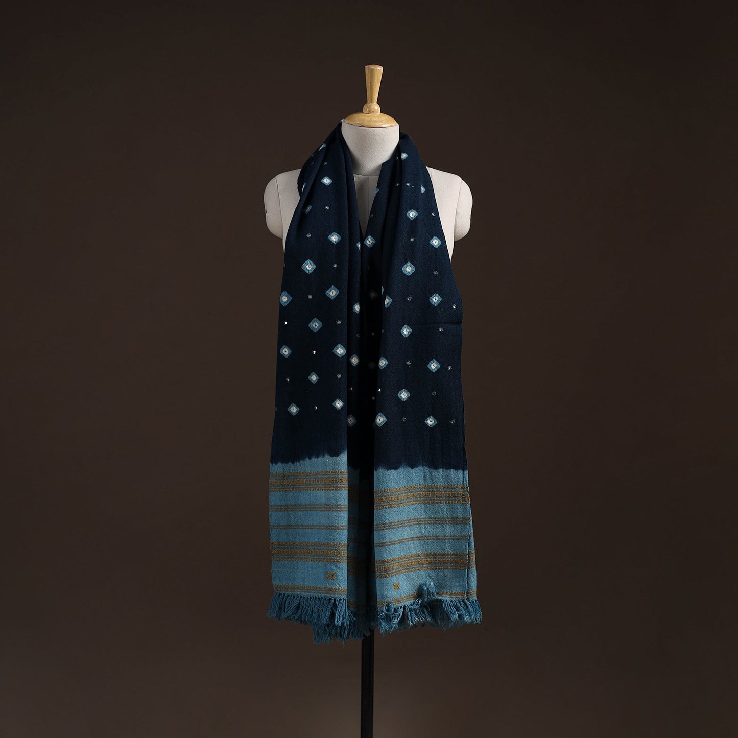 Kutch bhujodi handwoven mirror work merino wool bandhani