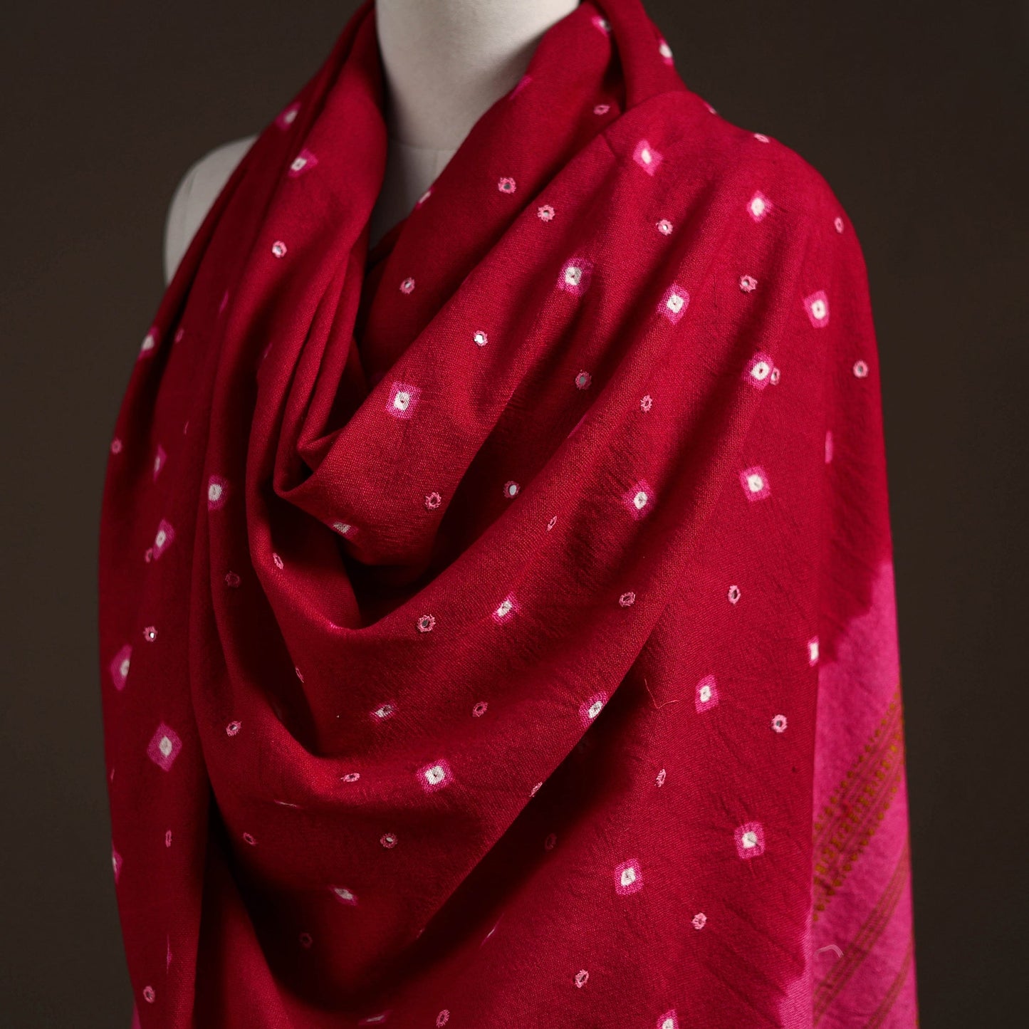 Kutch bhujodi handwoven mirror work merino wool bandhani