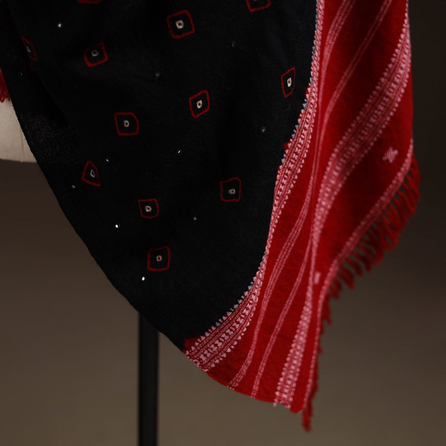 Kutch bhujodi handwoven mirror work merino wool bandhani