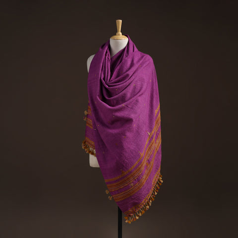 Kutch bhujodi handwoven mirror work merino wool shawl 07