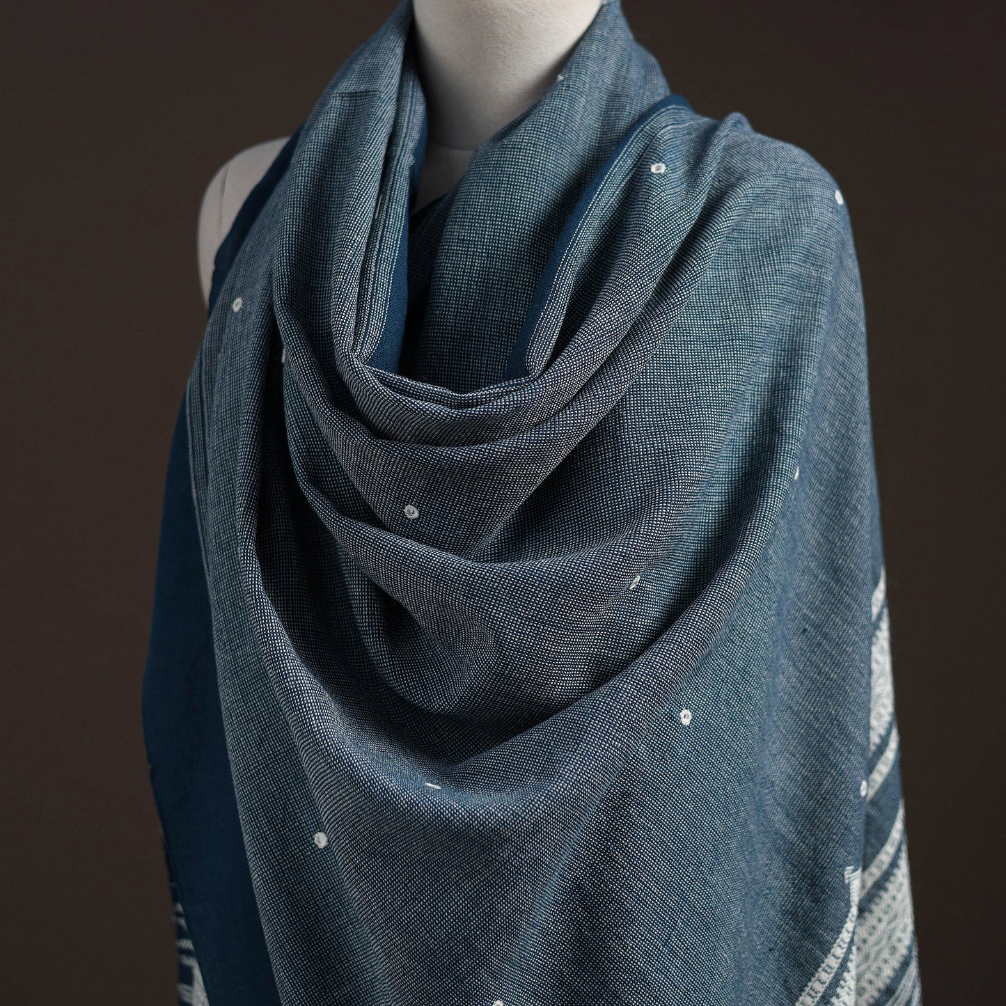 Kutch bhujodi handwoven mirror work merino wool shawl 49