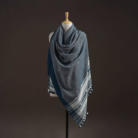 Kutch bhujodi handwoven mirror work merino wool shawl 49