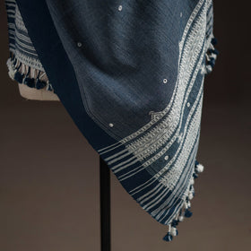 Kutch bhujodi handwoven mirror work merino wool shawl 49