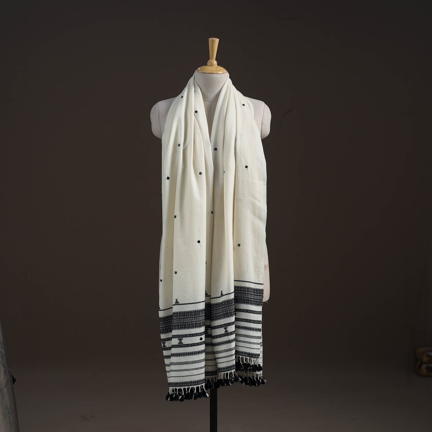 Kutch bhujodi handwoven mirror work merino wool shawl 52