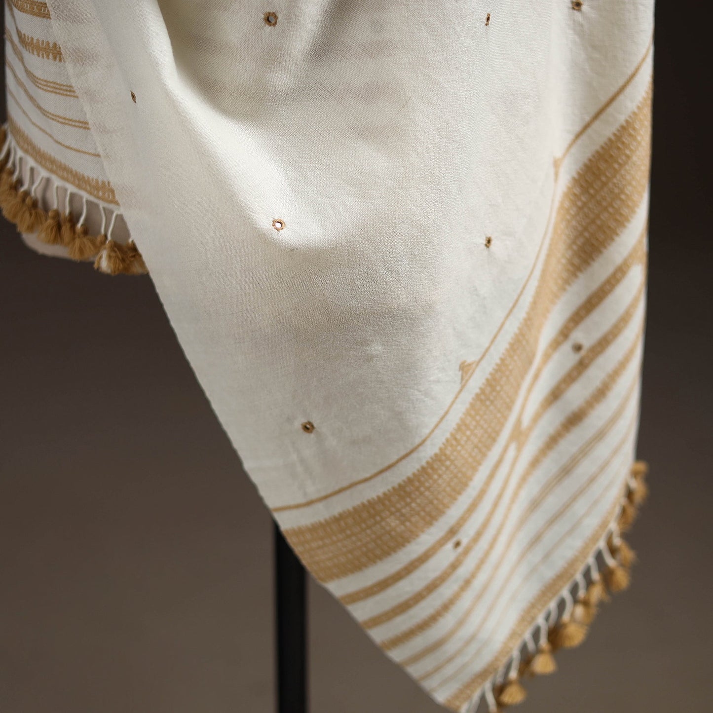 Kutch bhujodi handwoven mirror work merino wool shawl 53