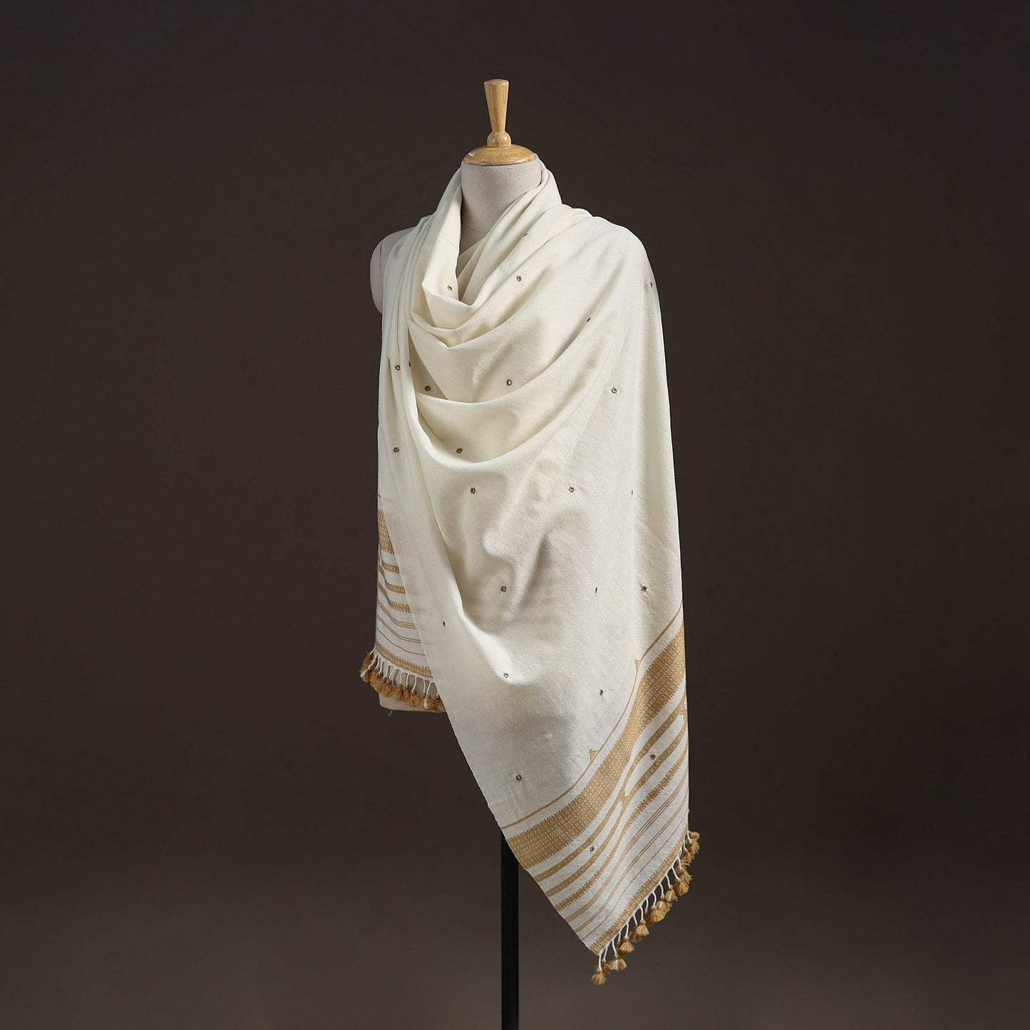 Kutch bhujodi handwoven mirror work merino wool shawl 53