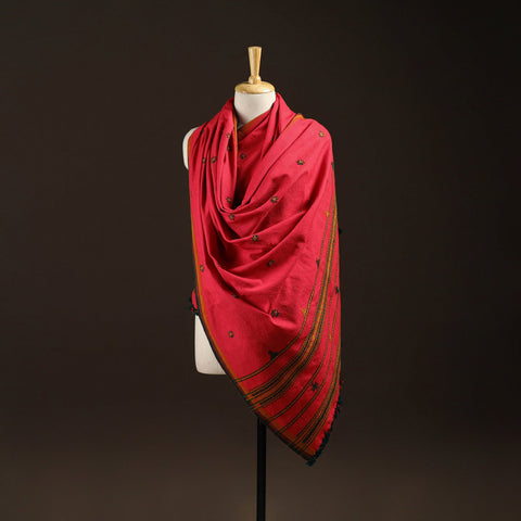 Kutch bhujodi handwoven mirror work wool shawl 04