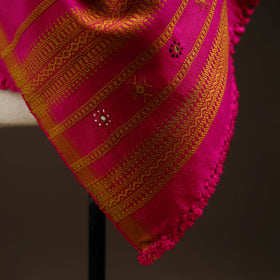 Kutch bhujodi handwoven mirror work wool shawl 06