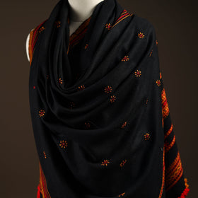 Kutch bhujodi handwoven mirror work wool shawl 07