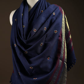 Kutch bhujodi handwoven mirror work wool shawl 08