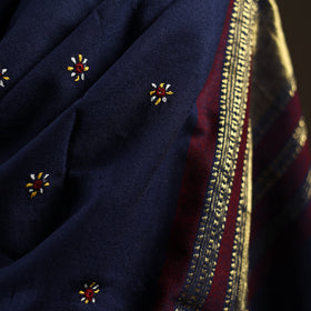 Kutch bhujodi handwoven mirror work wool shawl 08