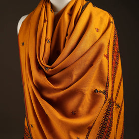 Kutch bhujodi handwoven mirror work wool shawl 09