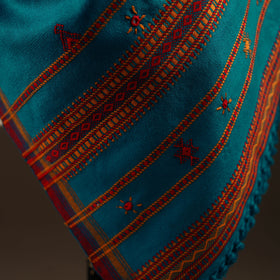 Kutch bhujodi handwoven mirror work wool shawl 10