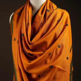 Kutch bhujodi handwoven mirror work wool shawl 11